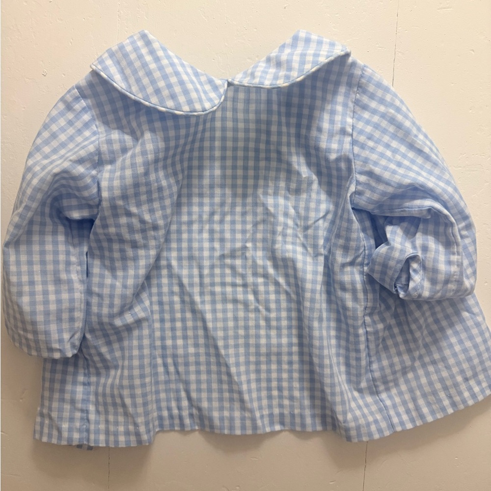Little English Light Blue Gingham button up shirt